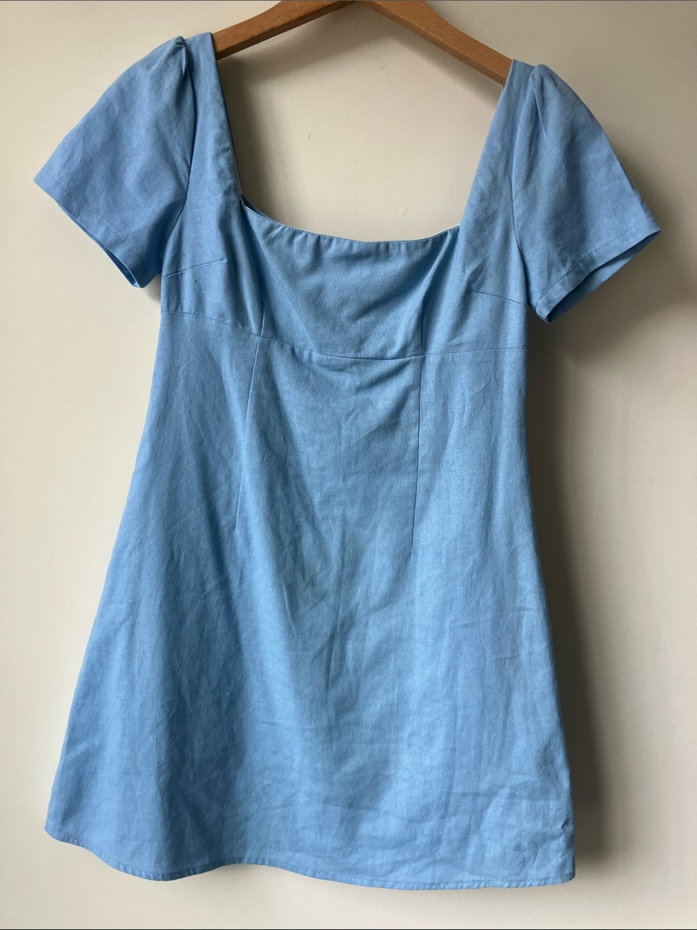 PRINCESS POLLY Hastings Light Blue Classic Style Cap Sleeve Mini Dress Size US 4